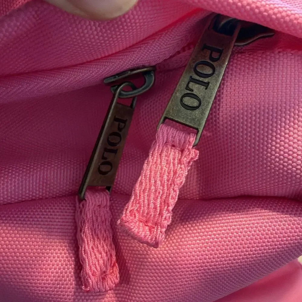 Polo Ralph Lauren Pink Backpack Full Size Laptop Unisex Embroidered Bear School